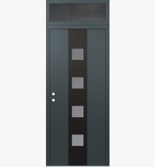 DIAMOND A12 36" X 96" ANTHRACITE/ANTHRACITE FROSTED GLASS PANEL BLACK RHI WITH TRANSOM MIRRORED GLASS