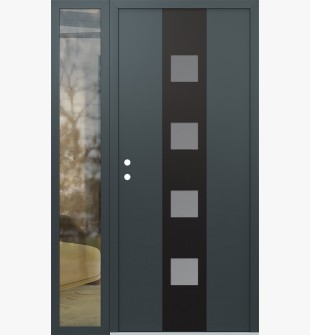 DIAMOND A12 50" X 80" ANTHRACITE/ANTHRACITE FROSTED GLASS PANEL BLACK RHI WITH SIDELITE CLEAR GLASS
