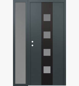 DIAMOND A12 48" X 80" ANTHRACITE/ANTHRACITE FROSTED GLASS PANEL BLACK RHI WITH SIDELITE FROSTED GLASS