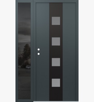 DIAMOND A12 48" X 80" ANTHRACITE/ANTHRACITE FROSTED GLASS PANEL BLACK RHI WITH SIDELITE MIRRORED GLASS