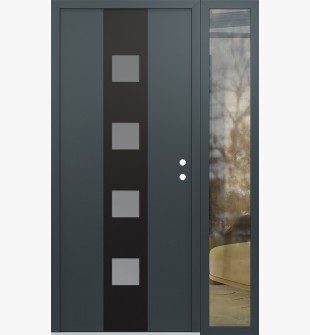 DIAMOND A12 50" X 80" ANTHRACITE/ANTHRACITE FROSTED GLASS PANEL BLACK LHI WITH SIDELITE CLEAR GLASS