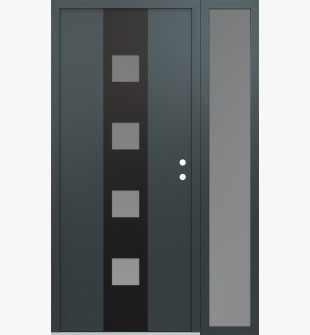 DIAMOND A12 50" X 80" ANTHRACITE/ANTHRACITE FROSTED GLASS PANEL BLACK LHI WITH SIDELITE FROSTED GLASS