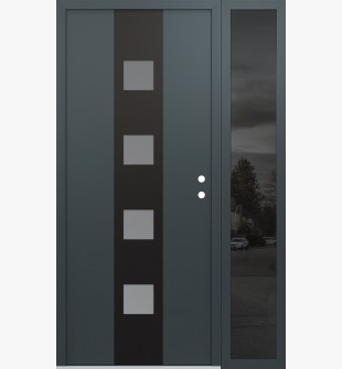 DIAMOND A12 50" X 80" ANTHRACITE/ANTHRACITE FROSTED GLASS PANEL BLACK LHI WITH SIDELITE MIRRORED GLASS