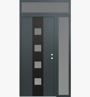 DIAMOND A12 48" X 96" ANTHRACITE/ANTHRACITE FROSTED GLASS PANEL BLACK LHI WITH SIDELITE AND TRANSOM FROSTED GLASS
