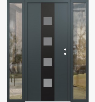 DIAMOND A12 60" X 80" ANTHRACITE/ANTHRACITE FROSTED GLASS PANEL BLACK LHI WITH 2 SIDELITES CLEAR GLASS