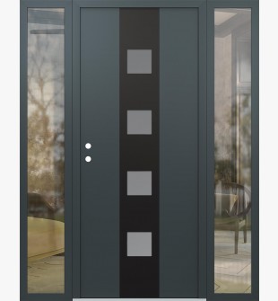 DIAMOND A12 64" X 80" ANTHRACITE/ANTHRACITE FROSTED GLASS PANEL BLACK RHI WITH 2 SIDELITES CLEAR GLASS