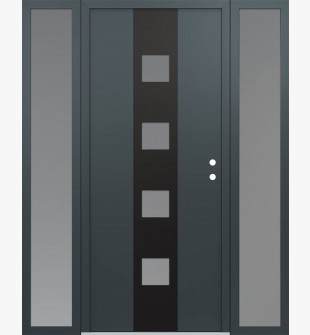 DIAMOND A12 68" X 80" ANTHRACITE/ANTHRACITE FROSTED GLASS PANEL BLACK LHI WITH 2 SIDELITES FROSTED GLASS