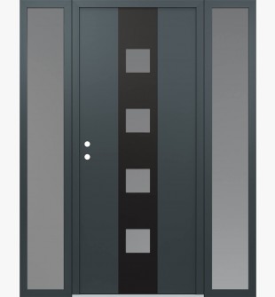 DIAMOND A12 68" X 80" ANTHRACITE/ANTHRACITE FROSTED GLASS PANEL BLACK RHI WITH 2 SIDELITES FROSTED GLASS