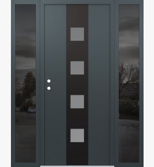 DIAMOND A12 60" X 80" ANTHRACITE/ANTHRACITE FROSTED GLASS PANEL BLACK RHI WITH 2 SIDELITES MIRRORED GLASS