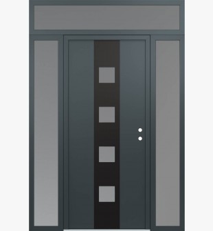 DIAMOND A12 60" X 96" ANTHRACITE/ANTHRACITE FROSTED GLASS PANEL BLACK LHI WITH 2 SIDELITES AND TRANSOM FROSTED GLASS