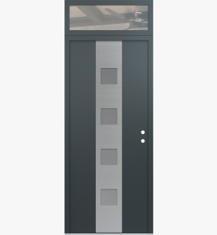 DIAMOND A12 36" X 96" ANTHRACITE/ANTHRACITE FROSTED GLASS PANEL STAINLESS STEEL LHI WITH TRANSOM CLEAR GLASS