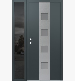 DIAMOND A12 48" X 80" ANTHRACITE/ANTHRACITE FROSTED GLASS PANEL STAINLESS STEEL RHI WITH SIDELITE MIRRORED GLASS
