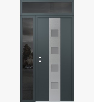 DIAMOND A12 48" X 96" ANTHRACITE/ANTHRACITE FROSTED GLASS PANEL STAINLESS STEEL RHI WITH SIDELITE AND TRANSOM MIRRORED GLASS