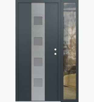 DIAMOND A12 48" X 80" ANTHRACITE/ANTHRACITE FROSTED GLASS PANEL STAINLESS STEEL LHI WITH SIDELITE CLEAR GLASS