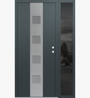 DIAMOND A12 52" X 80" ANTHRACITE/ANTHRACITE FROSTED GLASS PANEL STAINLESS STEEL LHI WITH SIDELITE MIRRORED GLASS