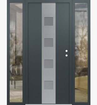 DIAMOND A12 60" X 80" ANTHRACITE/ANTHRACITE FROSTED GLASS PANEL STAINLESS STEEL LHI WITH 2 SIDELITES CLEAR GLASS