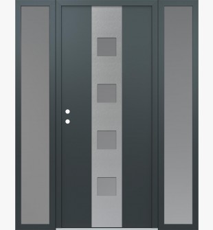 DIAMOND A12 64" X 80" ANTHRACITE/ANTHRACITE FROSTED GLASS PANEL STAINLESS STEEL RHI WITH 2 SIDELITES FROSTED GLASS