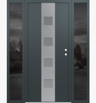 DIAMOND A12 60" X 80" ANTHRACITE/ANTHRACITE FROSTED GLASS PANEL STAINLESS STEEL LHI WITH 2 SIDELITES MIRRORED GLASS