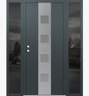 DIAMOND A12 64" X 80" ANTHRACITE/ANTHRACITE FROSTED GLASS PANEL STAINLESS STEEL RHI WITH 2 SIDELITES MIRRORED GLASS