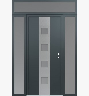 DIAMOND A12 64" X 96" ANTHRACITE/ANTHRACITE FROSTED GLASS PANEL STAINLESS STEEL LHI WITH 2 SIDELITES AND TRANSOM FROSTED GLASS