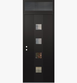 DIAMOND A12 36" X 96" BLACK/BLACK CLEAR GLASS PANEL BLACK RHI WITH TRANSOM MIRRORED GLASS