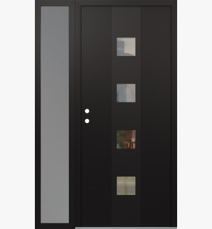 DIAMOND A12 50" X 80" BLACK/BLACK CLEAR GLASS PANEL BLACK RHI WITH SIDELITE FROSTED GLASS