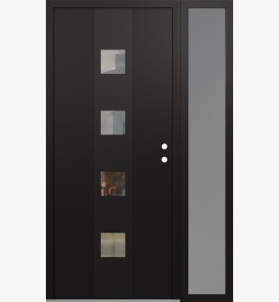 DIAMOND A12 52" X 80" BLACK/BLACK CLEAR GLASS PANEL BLACK LHI WITH SIDELITE FROSTED GLASS