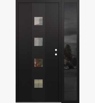 DIAMOND A12 48" X 80" BLACK/BLACK CLEAR GLASS PANEL BLACK LHI WITH SIDELITE MIRRORED GLASS
