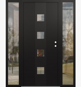 DIAMOND A12 64" X 80" BLACK/BLACK CLEAR GLASS PANEL BLACK LHI WITH 2 SIDELITES CLEAR GLASS