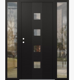 DIAMOND A12 68" X 80" BLACK/BLACK CLEAR GLASS PANEL BLACK RHI WITH 2 SIDELITES CLEAR GLASS