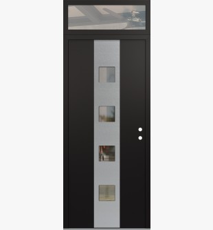 DIAMOND A12 36" X 96" BLACK/BLACK CLEAR GLASS PANEL STAINLESS STEEL LHI WITH TRANSOM CLEAR GLASS