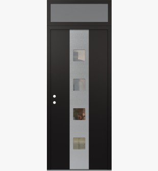 DIAMOND A12 36" X 96" BLACK/BLACK CLEAR GLASS PANEL STAINLESS STEEL RHI WITH TRANSOM FROSTED GLASS