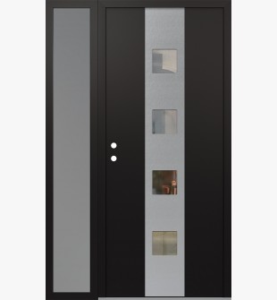 DIAMOND A12 50" X 80" BLACK/BLACK CLEAR GLASS PANEL STAINLESS STEEL RHI WITH SIDELITE FROSTED GLASS