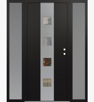 DIAMOND A12 60" X 80" BLACK/BLACK CLEAR GLASS PANEL STAINLESS STEEL LHI WITH 2 SIDELITES FROSTED GLASS