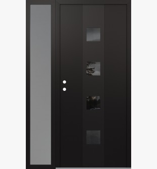 DIAMOND A12 48" X 80" BLACK/BLACK MIRRORED GLASS PANEL BLACK RHI WITH SIDELITE FROSTED GLASS
