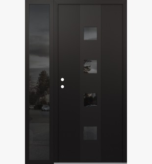 DIAMOND A12 52" X 80" BLACK/BLACK MIRRORED GLASS PANEL BLACK RHI WITH SIDELITE MIRRORED GLASS