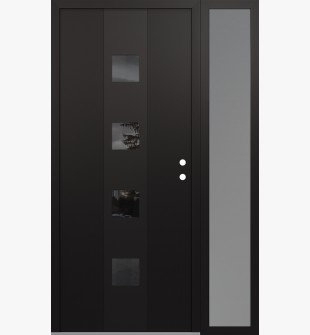 DIAMOND A12 52" X 80" BLACK/BLACK MIRRORED GLASS PANEL BLACK LHI WITH SIDELITE FROSTED GLASS