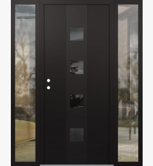 DIAMOND A12 60" X 80" BLACK/BLACK MIRRORED GLASS PANEL BLACK RHI WITH 2 SIDELITES CLEAR GLASS