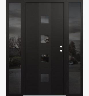 DIAMOND A12 64" X 80" BLACK/BLACK MIRRORED GLASS PANEL BLACK LHI WITH 2 SIDELITES MIRRORED GLASS