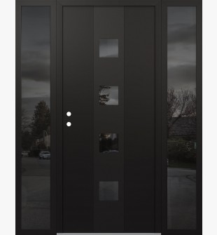 DIAMOND A12 64" X 80" BLACK/BLACK MIRRORED GLASS PANEL BLACK RHI WITH 2 SIDELITES MIRRORED GLASS