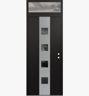 DIAMOND A12 36" X 96" BLACK/BLACK MIRRORED GLASS PANEL STAINLESS STEEL LHI WITH TRANSOM CLEAR GLASS