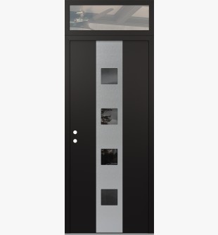 DIAMOND A12 36" X 96" BLACK/BLACK MIRRORED GLASS PANEL STAINLESS STEEL RHI WITH TRANSOM CLEAR GLASS