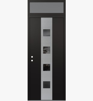 DIAMOND A12 36" X 96" BLACK/BLACK MIRRORED GLASS PANEL STAINLESS STEEL RHI WITH TRANSOM FROSTED GLASS