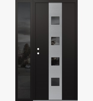 DIAMOND A12 52" X 80" BLACK/BLACK MIRRORED GLASS PANEL STAINLESS STEEL RHI WITH SIDELITE MIRRORED GLASS