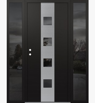 DIAMOND A12 68" X 80" BLACK/BLACK MIRRORED GLASS PANEL STAINLESS STEEL RHI WITH 2 SIDELITES MIRRORED GLASS