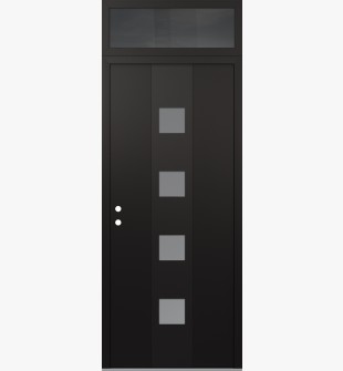 DIAMOND A12 36" X 96" BLACK/WHITE FROSTED GLASS PANEL BLACK RHI WITH TRANSOM MIRRORED GLASS