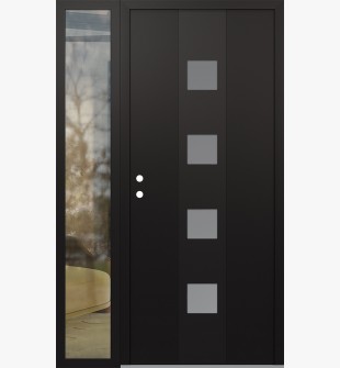 DIAMOND A12 50" X 80" BLACK/WHITE FROSTED GLASS PANEL BLACK RHI WITH SIDELITE CLEAR GLASS