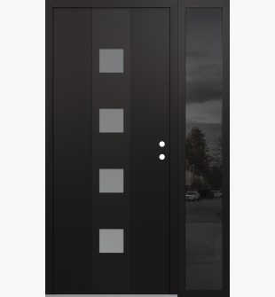 DIAMOND A12 50" X 80" BLACK/WHITE FROSTED GLASS PANEL BLACK LHI WITH SIDELITE MIRRORED GLASS