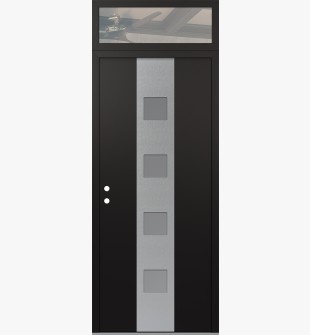 DIAMOND A12 36" X 96" BLACK/WHITE FROSTED GLASS PANEL STAINLESS STEEL RHI WITH TRANSOM CLEAR GLASS