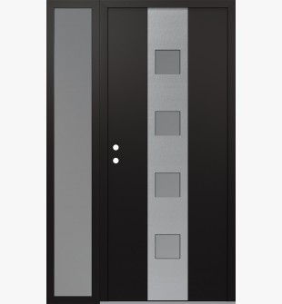 DIAMOND A12 48" X 80" BLACK/WHITE FROSTED GLASS PANEL STAINLESS STEEL RHI WITH SIDELITE FROSTED GLASS